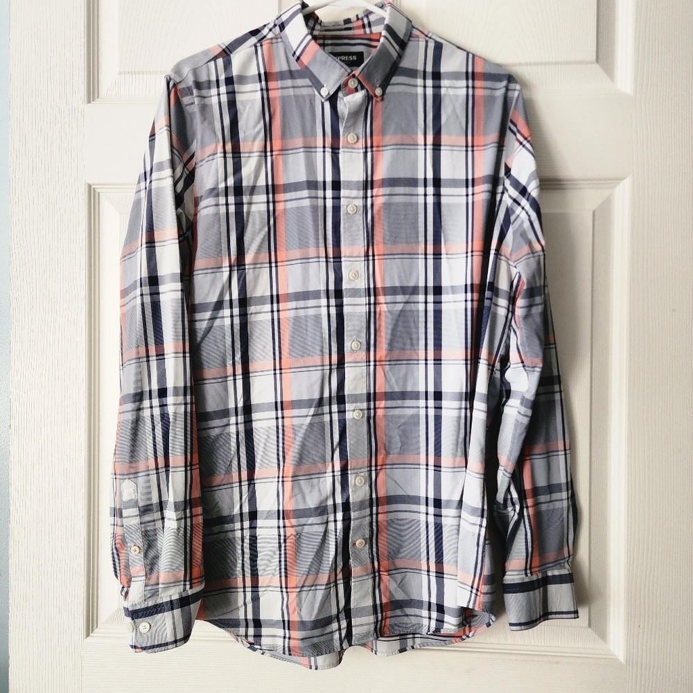 EXPRESS MENS Plaid Button-Up Shirt